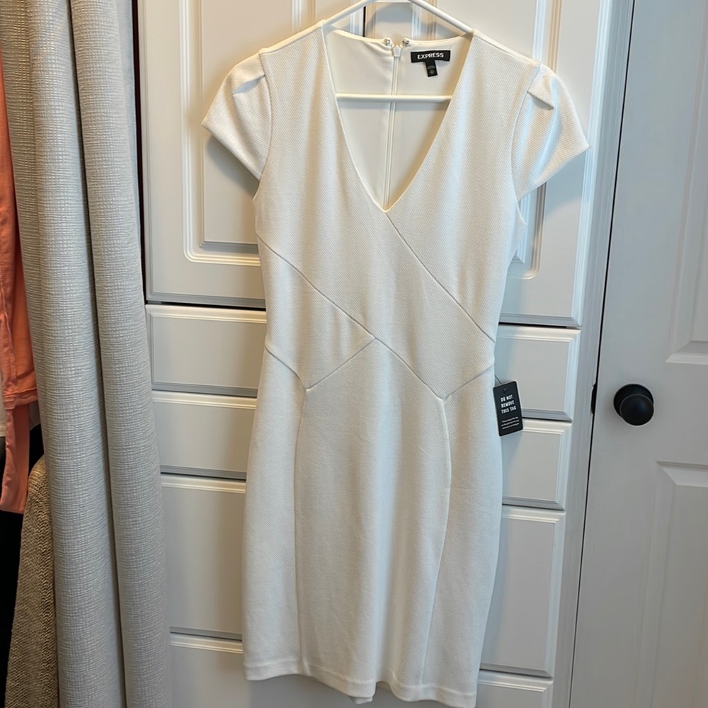 Express White Tulip Sleeve Sheath Dress
